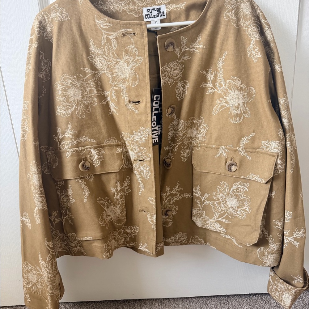 Future Collective Women's Tan Floral Utility Jacket